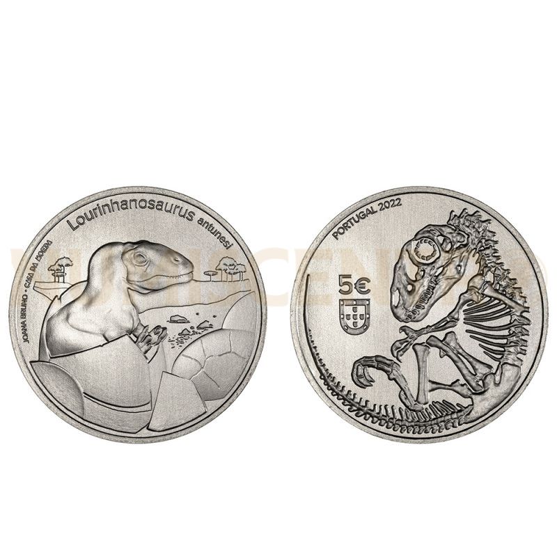 Moeda 5€ Dinossauros de Portugal Lourinhanosauros Antunesi Portugal 2022 Cuproníquel