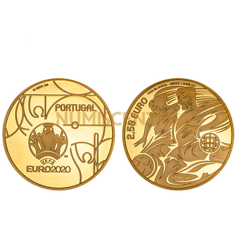 Moeda 2,5€ Comemorativa Euro 2020 Portugal ouro proof