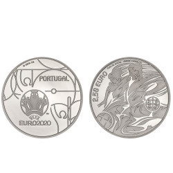 Moeda 2,5€ Comemorativa Euro 2020 Portugal prata proof