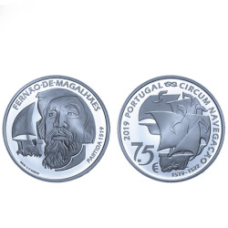 Moeda 7,5 € Fernão de Magalhães Partida 1519 Prata Proof Portugal 2019