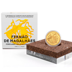 Moeda 7,5€ Fernão de Magalhães Circum Navegação Conclusão por Elcano 1522 Portugal 2022 Ouro Proof