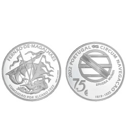 Moeda 7,5€ Fernão de Magalhães Circum Navegação Conclusão por Elcano 1522 Portugal 2022 Prata Proof