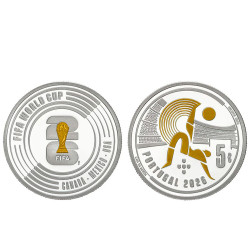 Moeda Comemorativa 5,00€ Fifa world Cup 2026 Portugal Prata Proof