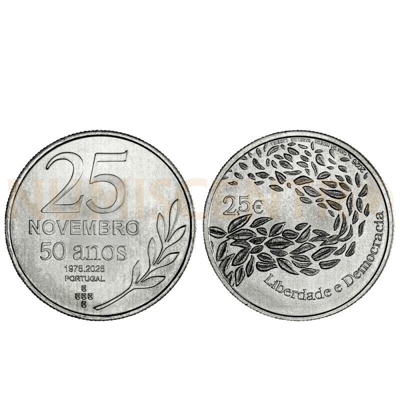 Moeda Comemorativa 2,50€ Liberdade e Democracia Portugal 2026 Cuproníquel