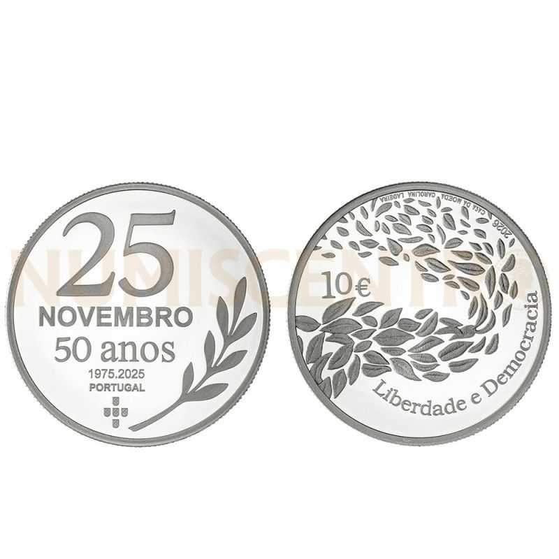 Moeda Comemorativa 10€ Liberdade e Democracia Portugal 2026 Prata Proof