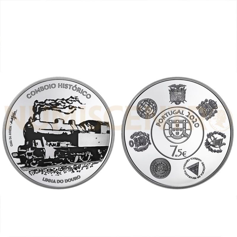 Moeda 7,5€ Comboios Históricos Prata Proof Portugal 2020