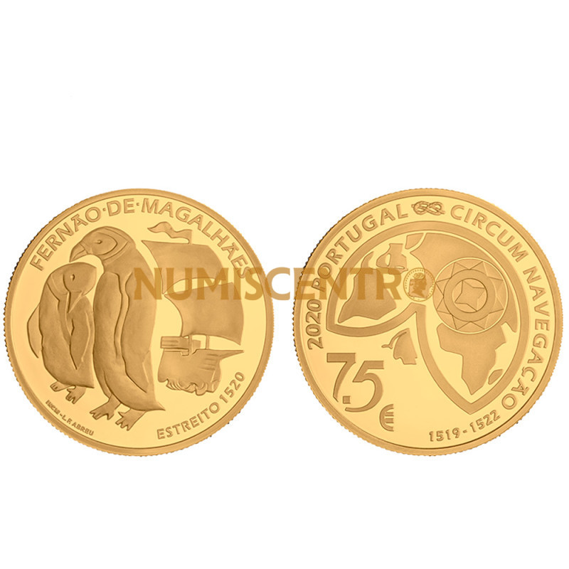 Moeda 7,5€ Comemorativa O Estreito 1520 Portugal 2020 ouro