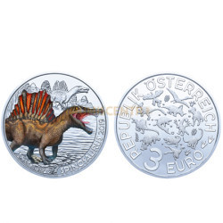 Moeda 3€ Colorida Spinosauros Áustria 2019
