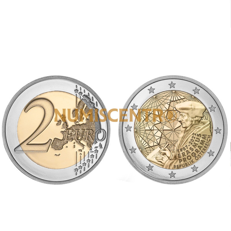 Moeda 2 Euros Erasmus Áustria 2022