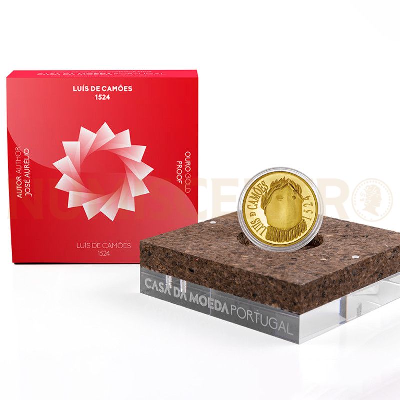 Moeda 5 Euros Luís Camões Portugal 2024 Ouro Proof