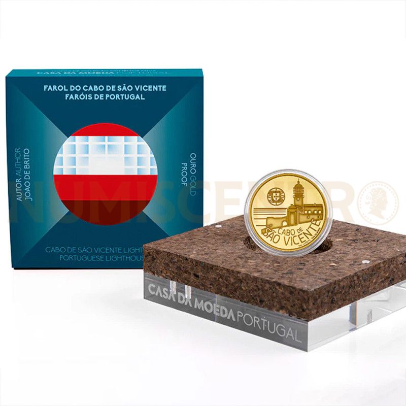 Moeda 5€ Cabo de São Vicente Portugal 2025 Ouro Proof