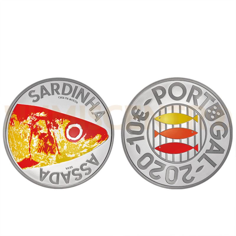 Moeda 10€ Sardinha Sabores de Portugal Prata Proof Portugal 2020