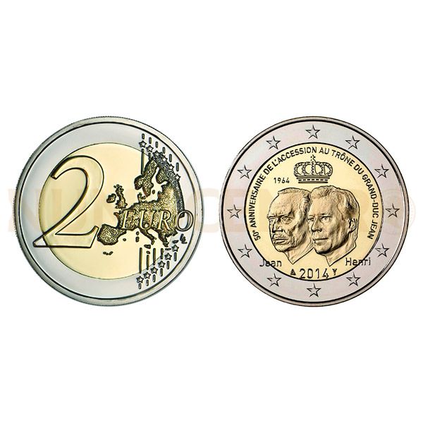 2 Euros 50 Aniversário Ascenção ao Trono Luxemburgo 2014