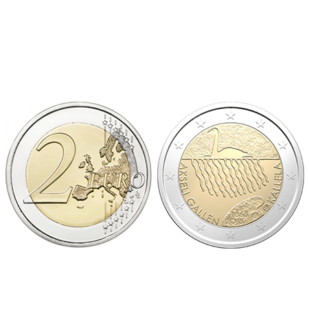 Moeda 2 Euros Akseli Galem Finlândia 2015