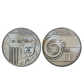 Moeda 2,5€ Comemorativa Centenário Nascimento João villaret Cuproníquel 2013