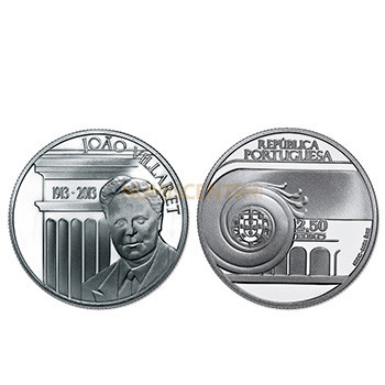 Moeda 2,5€ Comemorativa Centenário Nascimento João villaret Prata Proof 2013