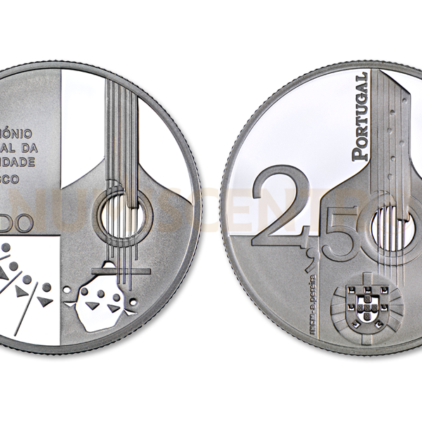 Moeda 2,5€ Comemorativa O Fado - Portugal 2015 Prata Proof