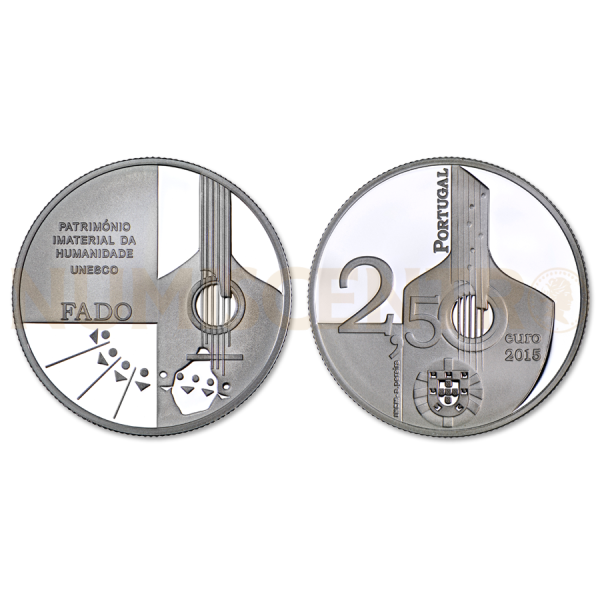 Moeda 2,5€ Comemorativa O Fado - Portugal 2015 Prata Proof