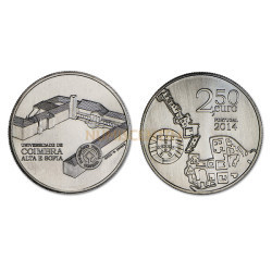 Moeda 2,5€ Comemorativa Universidade Coimbra Alta e Sofia Portugal Cuproniquel 2014