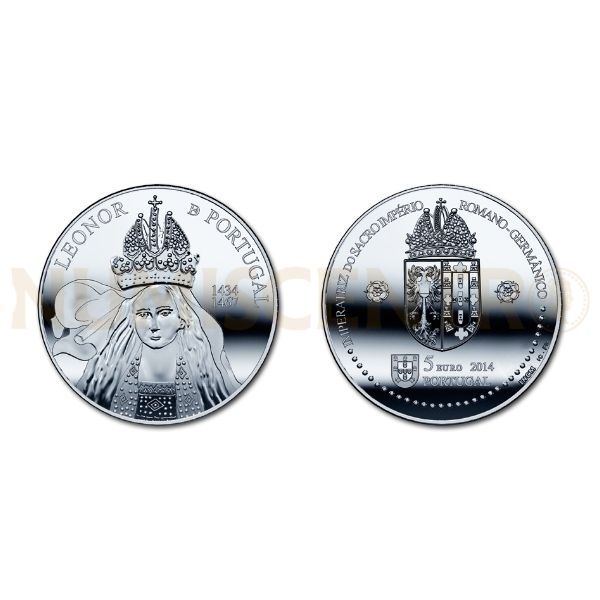 Moeda 5€ D Leonor Portugal Cuproniquel 2014