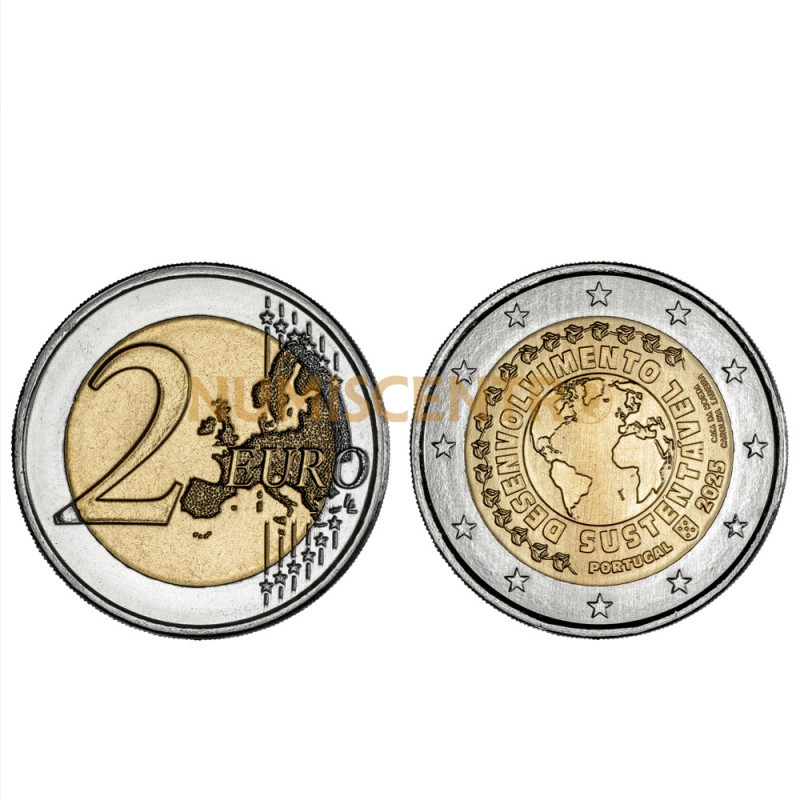 Moeda 2 Euros Desenvolvimento Sustentável Portugal 2025 Cuproníquel