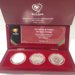 Moedas Coleção 3X8€ Os Valores do Futebol 2004 Prata Proof