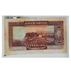 Moeda100 Escudos Portugal 1928 MBC (Nota com furo de Pionésio)