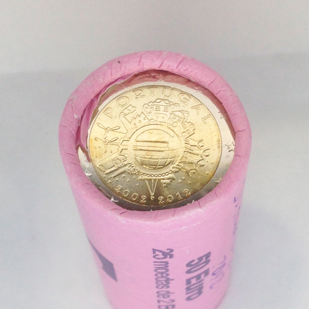 Rolo Moedas 2 Euros 10 Anos da Moeda Euro Portugal 2012